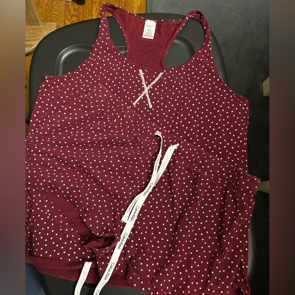 Calvin Klein Tops - Calvin Klein Maroon Heart Print Sleepwear EUC